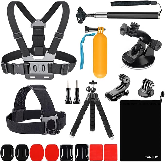 13-in-1 Accessories for Gopro, Action Camera Accessory Kit Compatible with GoPro Hero 13 12 11 10 9 8 Max 7 6 5 4 Black SJ4000 and Other Sports Cameras by TANSUO