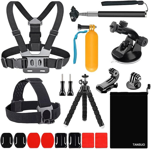 13-in-1 Accessories for Gopro, Action Camera Accessory Kit Compatible with GoPro Hero 13 12 11 10 9 8 Max 7 6 5 4 Black SJ4000 and Other Sports Cameras by TANSUO