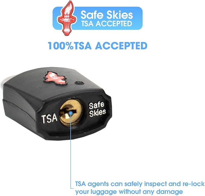 TSA Keyed Alike Luggage Lock 6-Pack Black – Family Travel Set | 6 locks share 1 key. 2 keys per lock. TSA Safe Skies approved. Steel cable. For suitcases, backpacks, gym lockers. - Image 6