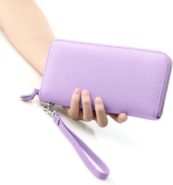 Moflycom Womens Wallet RFID Blocking Genuine Leather Zip Around Wallet Clutch Wristlet Travel Long Purse for Women - Image 5
