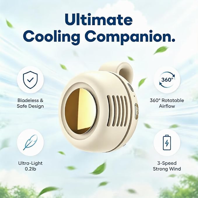 Clip On Fan, Portable Silent Mini Bladeless Personal Fan | 3-Speed 360° Rotatable Small Clip Fan for Shirt Waist, Hands-Free Wearable Fan for Outdoor Travel Office - Image 7