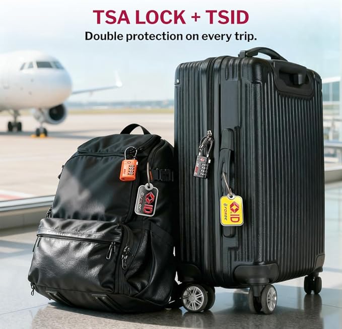 Forge TSA Approved Cable Luggage Locks with TSA008, 4-Digit Combination & Open Alert Indicator, Zinc Alloy Body, 2 Orange Travel Locks with 2 TSID Smart Lost & Found Tags for Luggage & Suitcase - Image 5