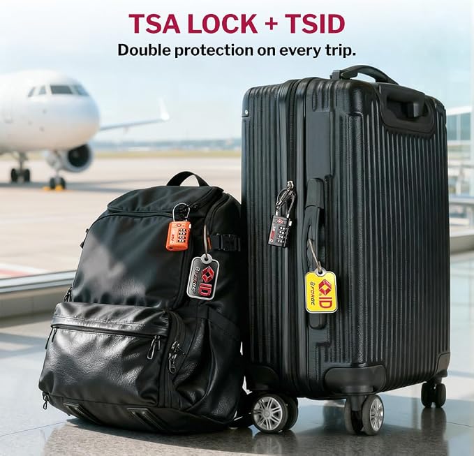 Forge TSA Approved Luggage Locks 4 Digit Combination TSA Travel Locks with TSA008, Open Alert Indicator, Zinc Alloy Body for Luggage, Suitcase, Backpack, and More. 2 Black Locks and 2 TSID. - Image 5