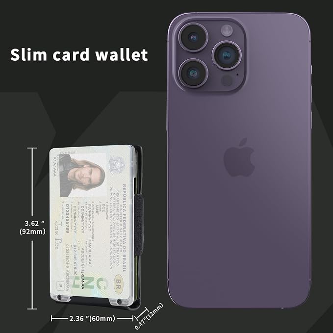 Wallet for Men Slim Pull Tab Metal RFID Blocking Credit Card Holder with ID Window & Cash Strap - Compact Front Pocket Design Holds 1-10 Cards (3.62x2.36x0.47in) (Black) - Image 5