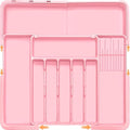 Homecor Silverware Organizer - Expandable Large Kitchen Drawer Organizer Utensil Organizer with 2 Knife Block Inserts, 22"x 19"Cutlery Tray with Drawer Dividers for Kitchen Flatware (Pink) by HOMECOR