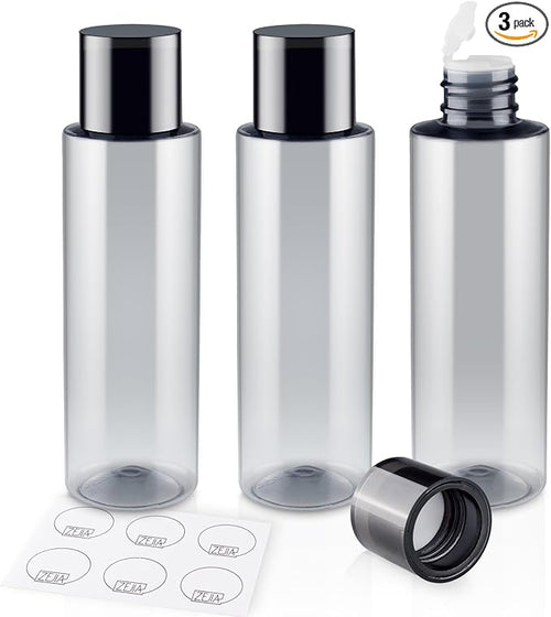 150ML/5OZ Travel Size Toiletries, 3 Pack Travel Size Containers | Double Leak Proof & Refillable Plastic Travel Bottles for Shampoo, Lotion, Body Wash with 6pcs Labels by ZEJIA