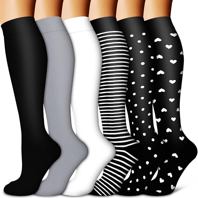Copper Compression Socks for Women & Men (6 pairs) - Best Support for Nurses, Running, Hiking, Recovery by BLUEENJOY