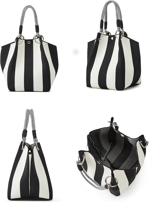 Mini Knit Tote Women Striped Crochet Bucket Handbag Small Purse Shoulder Bag Vacation Lightweight Beach Bag Travel Weekend | small - Image 5