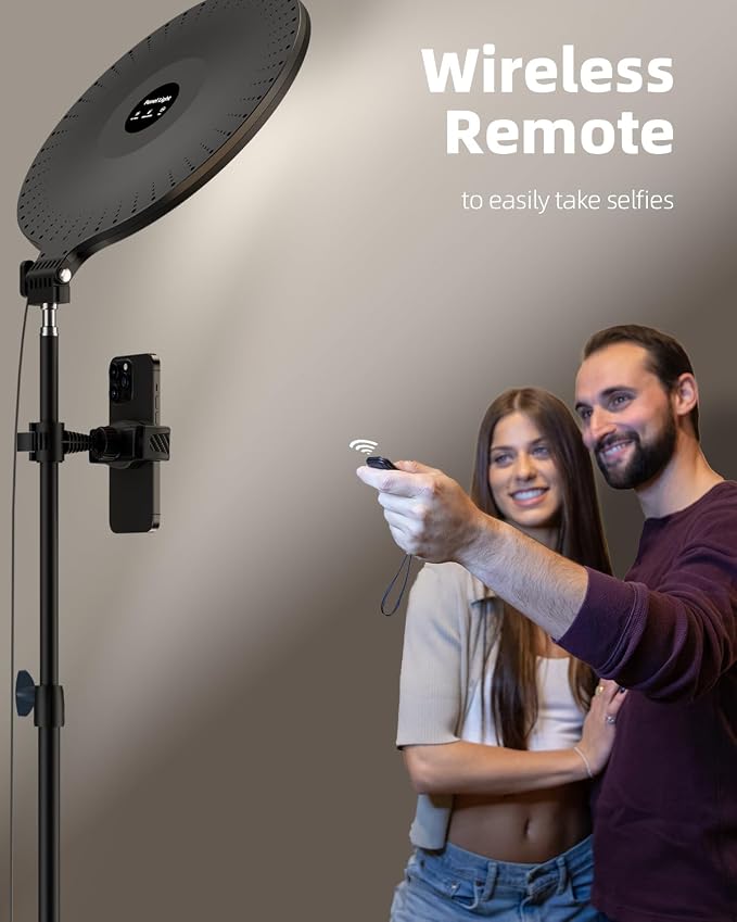 10.5" Ring Light with 69" Tripod Stand and Phone Holder Kit, Full-Screen Zoom Lighting for Video Recording, Makeup, Live Stream, Dimmable LED Selfie Ring Light Tripod for iPhone with Remote - Image 7