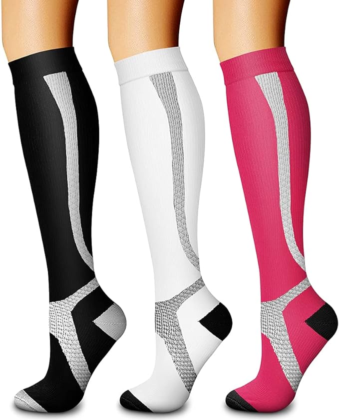 CHARMKING Compression Socks for Women & Men Circulation (3 Pairs) 15-20 mmHg is Best Support for Athletic Running Cycling by CHARMKING