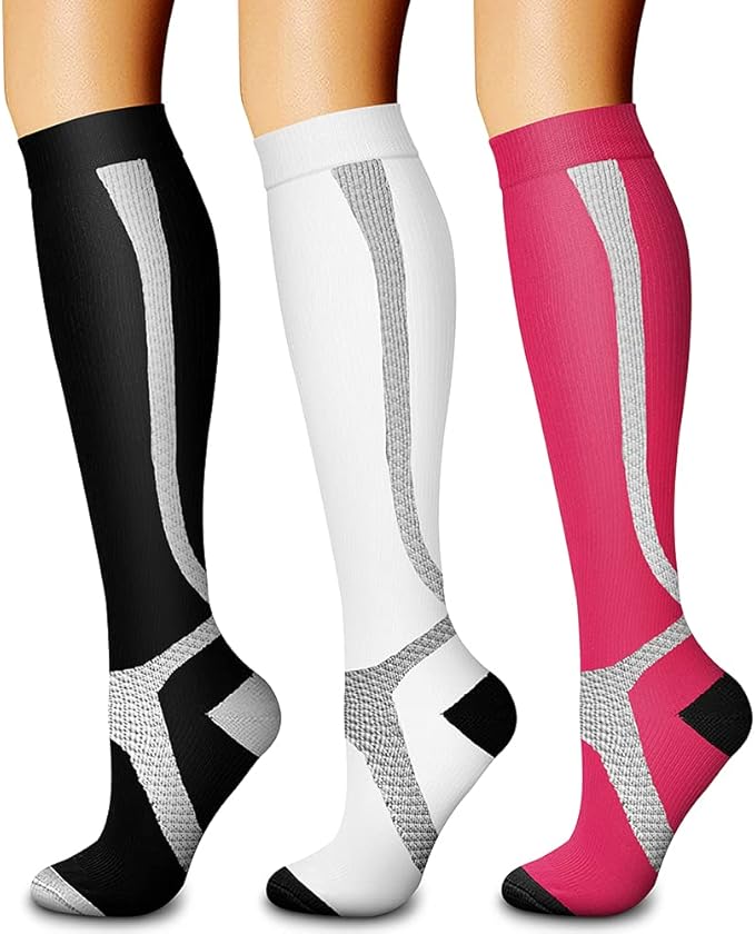 CHARMKING Compression Socks for Women & Men Circulation (3 Pairs) 15-20 mmHg is Best Support for Athletic Running Cycling by CHARMKING