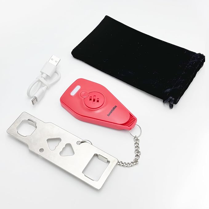 Securityman Portable Door Lock with Alarm | Hotel Door Locks for Travelers Security | Loud 130dB Door Security Device for Hotel Room, Apartment Home, & Travel Safety Inside for Women Children - Red - Image 9