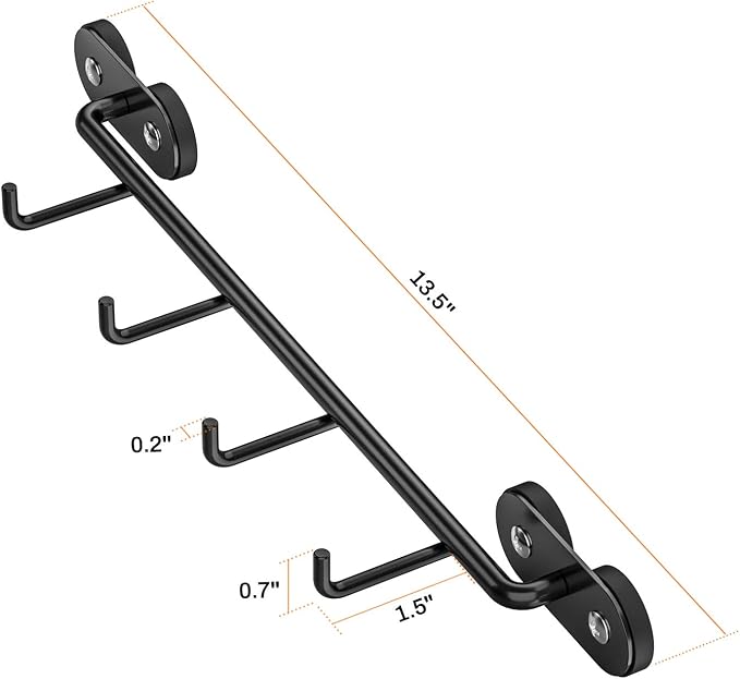 Skyflame Magnetic BBQ Tool Rack, 12" Long | Universal Metal Fridge Organizer, Grill Cutlery Holder Towel Hanger, 4 Hooks Storage - Image 2