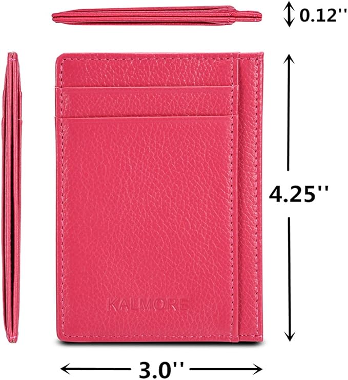 KALMORE womens Credit Holder Genuine Leather Slim Minimalist Card Case Wallet, Black With Id Window - Image 4