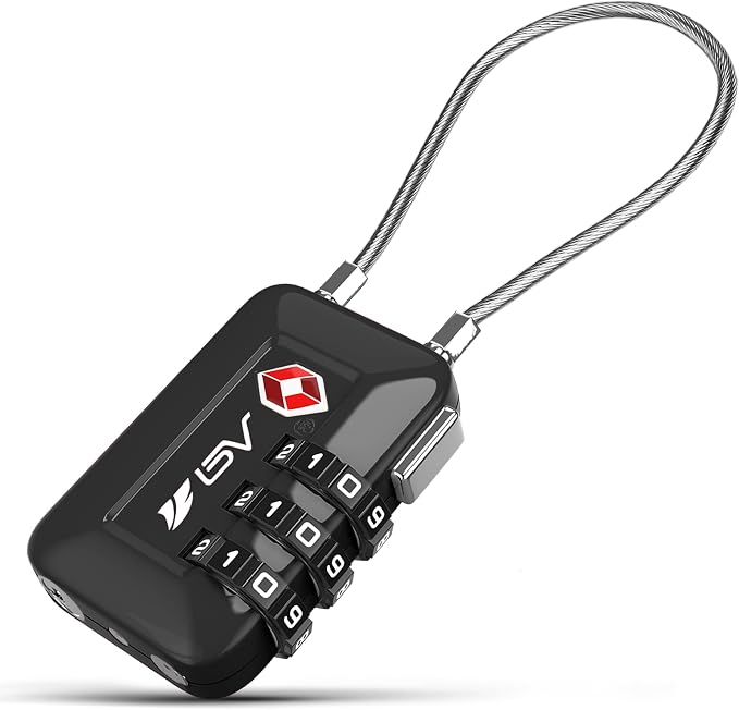 BV Black Combination Lock, TSA Approved, Resettable, 1000 Possibilities by BV