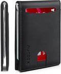 RUNBOX Slim Wallet for Men Genuine Leather RFID Blocking Bifold Minimalist Front Pocket Mens Wallet with Money Clip Thin Gift Box by RUNBOX