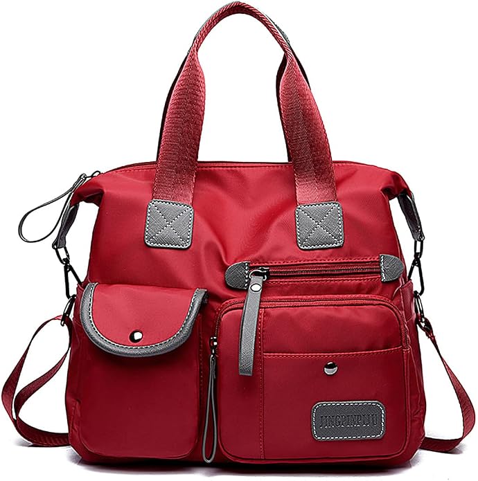 Tote Bag for Women,Multi Pockets Shoulder Handbag,Nurse Bag for Work,Large Cross body Purse,Fashion Nylon Top Handle Satchel by YouNuo