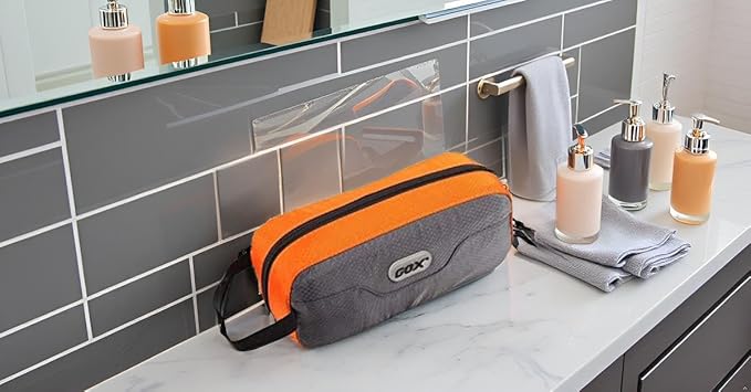 GOX Travel Toiletry Bag Dopp Kit Case for Men Multifunction Packing Organizer Pouch(Orange/Grey) - Image 4