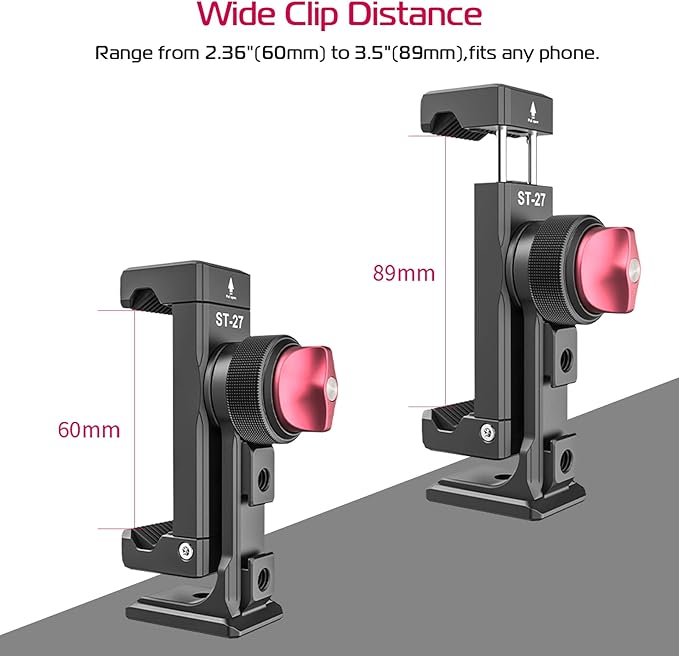 Metal Phone Tripod Mount 3 Cold Shoes & Arca Port, 360° Smartphone Tripod Adapter for iPhone 17 16 15 Cell Phone Stand Holder for Desktop Video Live Streaming Vlogging Rig (Pack of 2) - Image 5