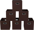 Fabric storage bins Cubes, Fabric Cube Organizer with Handle, Foldable Cube Bins for Cloth or Accessary Storage, 11x11x11, Set of 6, (Coffee) by Yunkeeper