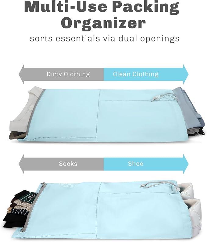 6 Set/ 4 Set/ 2 Set Compression Packing Cubes Travel Essentials Lightweight Nylon Luggage Suitcase Organizer Bag Light Blue 4PCS - Image 4