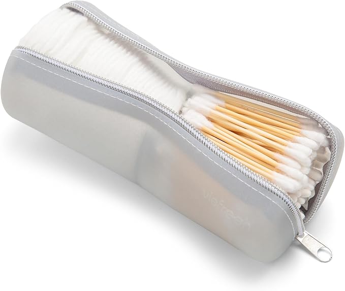 Cotton Round Swab Travel Case, 2-in-1 Beauty Organizer, (Cloud Grey) by VisFresh