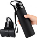 Collapsible Water Bottles 20oz, Foldable Travel Bottle, Leak Proof Lid Running water bottle Reusable BPA Free Silicone for Hiking, Camping, Sports & Outdoors Black by Unknown