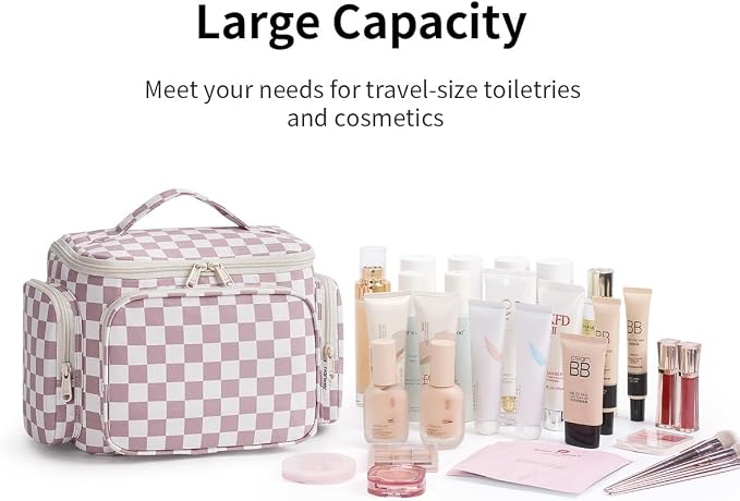 Narwey Hanging Travel Toiletry Bag for Women, Large Makeup Cosmetic Bag | Wide Open, Organized Pocket, Dry Wet Separation, Portable Bathroom Travel Bag for Full Size Toiletries, Vivid Pattern, Gifts - Image 7