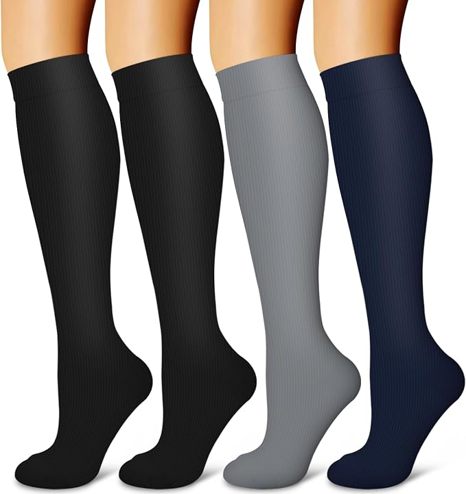 4 Pairs-Compression Socks for Women&Men Circulation-Best Support for Nurses,Running,Athletic by LaiteHebe
