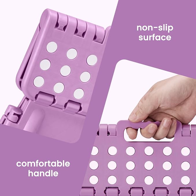 Foldable Step Stool for Adults 13 Inch, 300 lbs, Light Purple | Lightweight Stepping Stool with Handle and Non-Slip Surface, for Reaching Kitchen Cabinets, Bathroom Shelves and Closets - Image 7