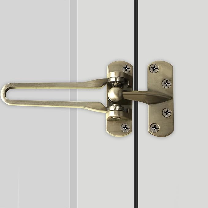 Alise Swing Bar Door Lock,Door Lock for Front Door and Inside Doors,Bronze | Security Door Guard Latch for Kids Safety Home Security,Hotel Latch Lock Front Door Child Lock - Image 5