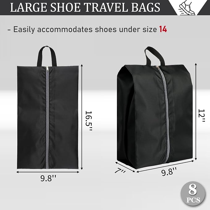 Shoe Bags for Travel, Set of 8 Pack Shoe Travel Bags for Packing Large | Large Waterproof Portable Travel Shoe Bag with Zipper Travel Essentials Women for and Men - Image 2