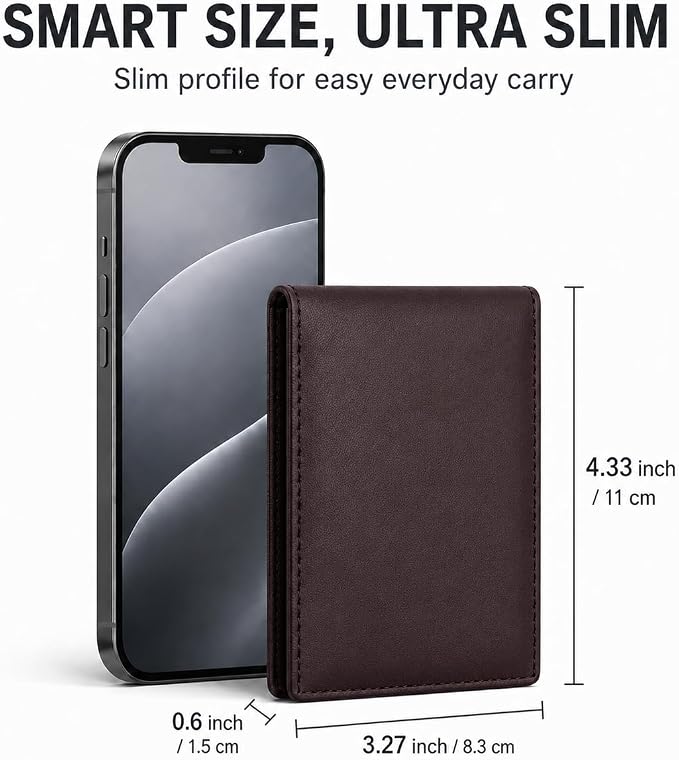 Wallet for Men Slim RFID Blocking Genuine Leather Bifold Mens Wallet | Front Pocket Credit Card Holder with 2 ID Windows, Holds 12 Cards & Cash Minimalist Thin Wallet, Gifts for Men - Image 6