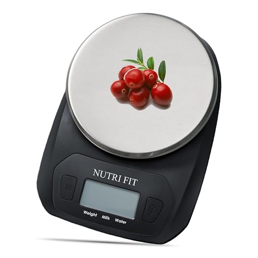 Digital Food Scale Small Kitchen Scales Weight in Grams Oz Black | Stainless Steel Panel, 1g Increment, Max 11lbs, Extra-Small Size, Smart Tare, Cooking Baking Weight Loss, Backlit LCD Display by NUTRIFIT