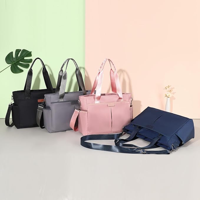 Corduroy Tote Bag for Women Crossbody Bags Lightweight Handbags Shoulder Bag with Zipper Pockets for Work Shopping - Image 2