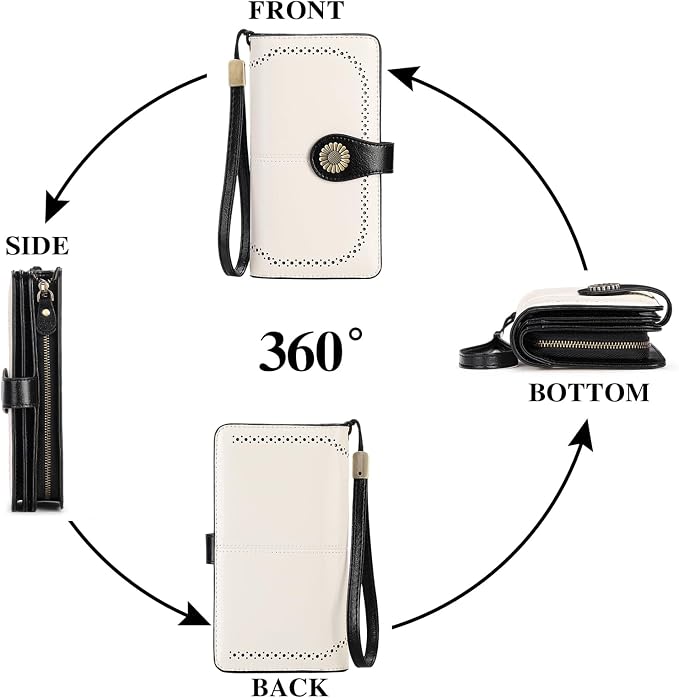 SENDEFN Wallets for Women Leather Credit Card Holder with RFID Blocking Large Capacity Wristlet | with RFID Blocking - Image 5