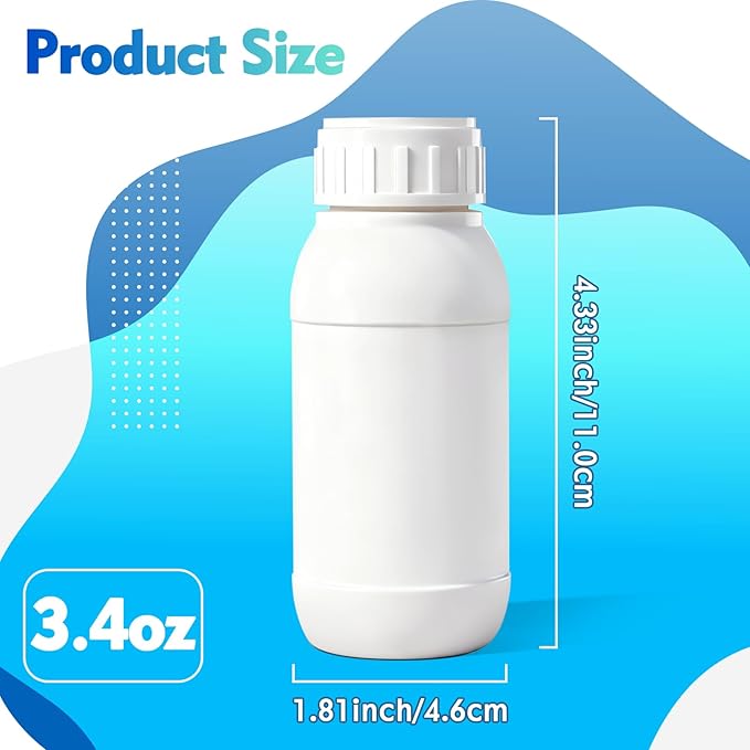 4Pack 3.4oz (100ml) BPA-Free Wide Mouth Plastic Travel Bottles - Empty Small Containers with Lids & Caps, EVOH High Barrier Leak Proof Storage for Toiletries, Samples, Medicine & Water - Image 2