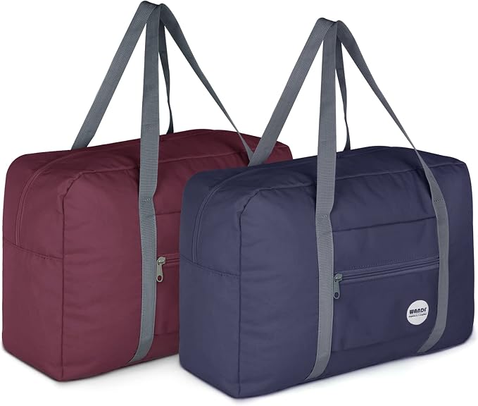 WANDF Personal Item Travel Bag, Carry On Duffle Bag Women | 18x14x8 inches, Airline Underseat Aprroved, Weekend Overnight Trips, Lightweight Packable by WANDF