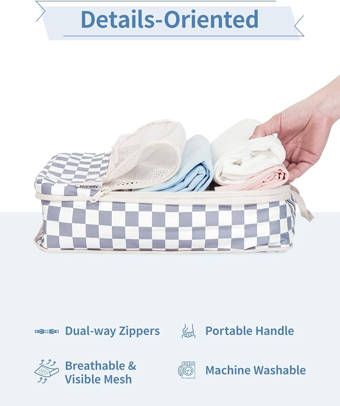 Narwey 6 Set Compression Packing Cubes for Travel Women Men, Travel Cubes for Carry On Suitcase, Durable Compression Luggage Organizer Bags - Image 6