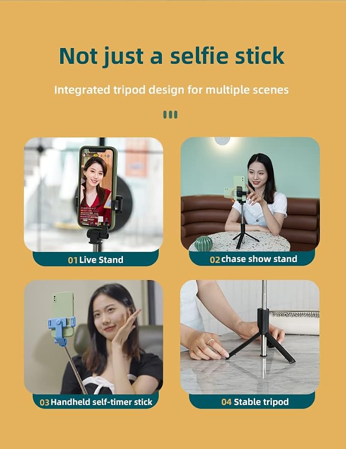 XIHAMA Selfie Stick Tripod,3 in 1 Extendable Selfie Stick with Wireless Remote,Portable Phone Tripod Stand Compatible with iPhone16 15 14,Samsung Smartphone and More - Image 7