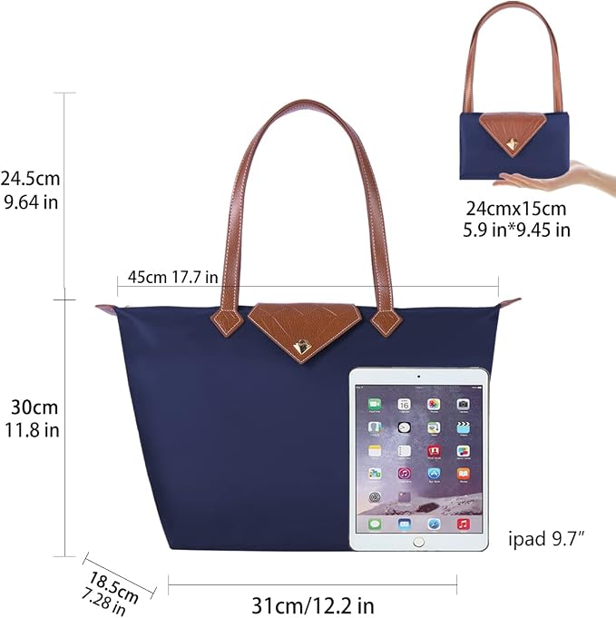 Women Tote Bag,Stylish Waterproof Nylon Ladies Shoulder Bag, Folding Beach Travel Bag for Work,Shopping, Large - Image 5