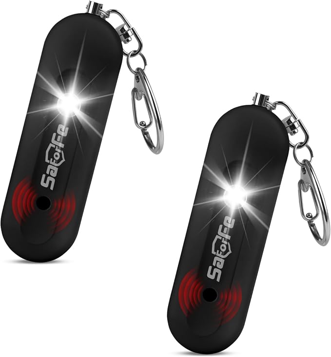 Personal Safety Alarm - Waterproof Rechargeable Security Alarm - 140dB Extra Loud Siren & Strobe Light - Self Defense Keychain - Gift for Women, Teenagers, College Girls, Seniors (Black+Black) by Unknown
