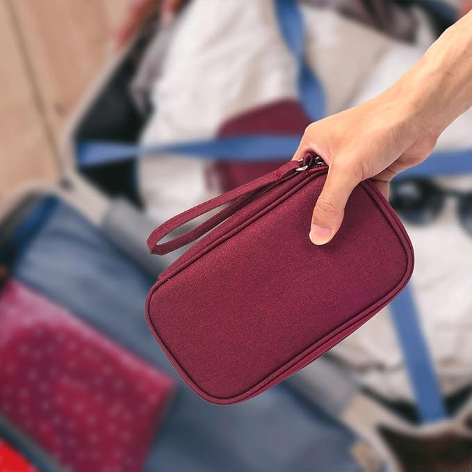 CAAORDKSO Electronic Cord Organizer Travel Case, Electronic Organizer Pouch Bag, Cable Organizer bag Pouch Electronic Accessories Case for Cable, Cord, Charger, Phone, Power Bank, Earphone (Wine Red) - Image 5