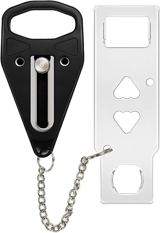 Portable Door Lock, No-Drill Security Lock, Home Door Lock Kit, Lightweight Anti-Theft Latch Protect Family Security and Privacy Fou Traveling, Bedroom, Hotel, Apartment(Balck) by Unknown