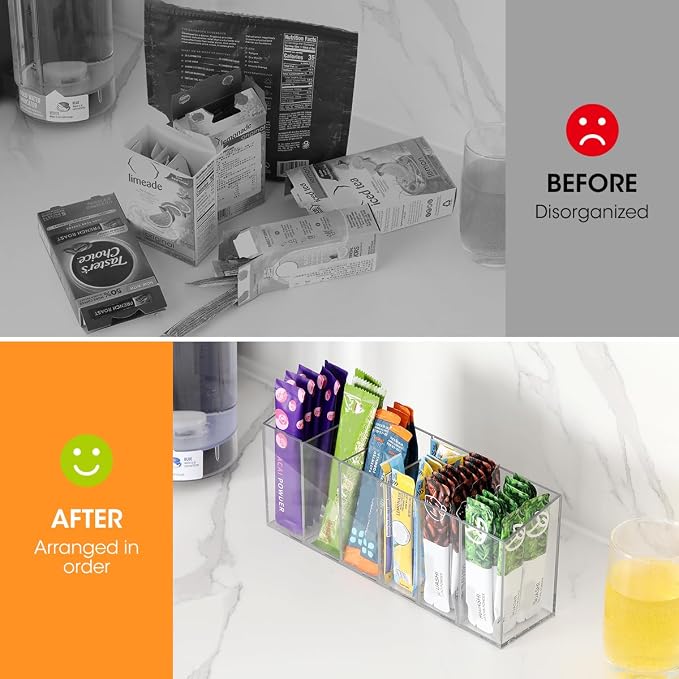 AIEVE Drink Packet Organizer, Mountable Water Packet Organization Holder with Adhesive & Magnetic Sticker, Pantry Organizers Kitchen Storage for Countertop Table Fridge Cabinet - Image 4