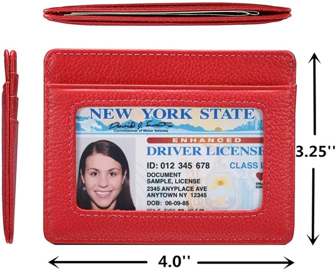 KALMORE womens Credit Holder Genuine Leather Slim Minimalist Card Case Wallet, Black With Id Window - Image 3