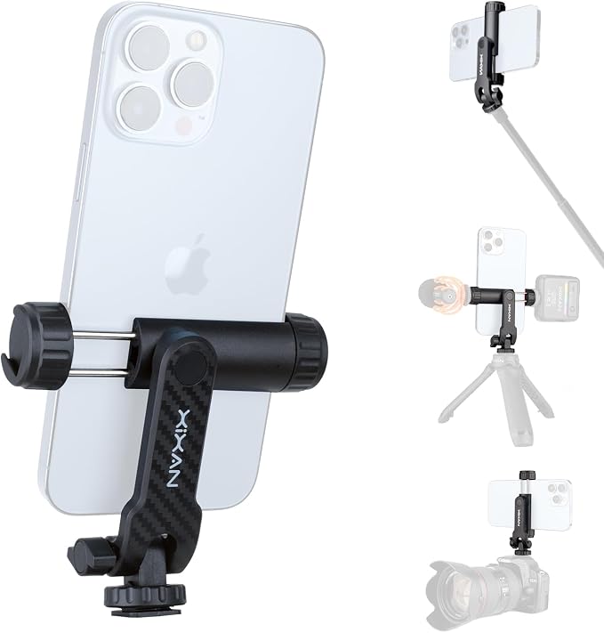 Lightweight Universal Phone Tripod Mount Adapter with 1/4" Screw and Cold Shoes, 360° Rotates Adjustable Smartphone Clamp Holder, Compatible with iPhone/Samsung/Andriods/Camera for Photography by Unknown