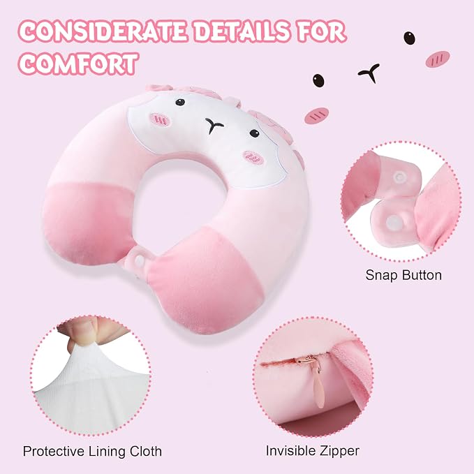 Cirorld Travel Pillow for Kids Adult Cute Neck Pillow for Traveling Memory Foam Airplane Pillow Sleep Mask Animal Flight Pillow Head Rest Neck Support for Cars Long Flights (Sheep, 9-12 Y/O) - Image 5