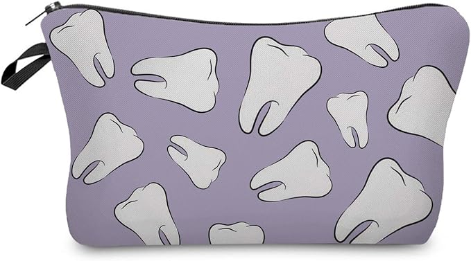 Livel lhood Tooth Dental Cute Small Makeup Bag | Printed Padded Cosmetic Organizer Zipper Pouch, Tooth Dental Gift for Women Friends by Livel+lhood