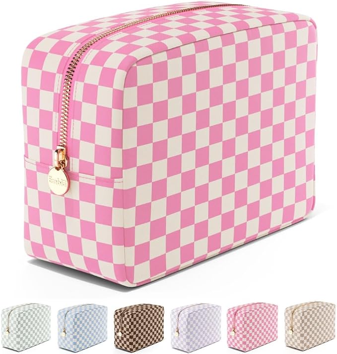 Makeup Bag for Women, Travel Cosmetic Organizer, Waterproof Toiletry Pouch | Large Nylon Cosmetic Bag with Zipper, Water-Resistant Beauty Pouch for Purse, Travel Essentials, Make up Case by Embla